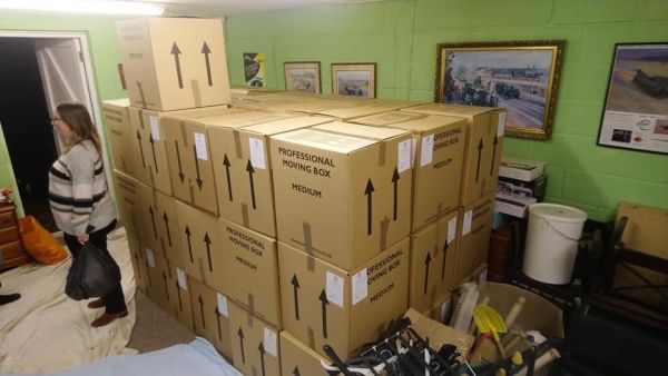 Packed shoeboxes ready for despatch