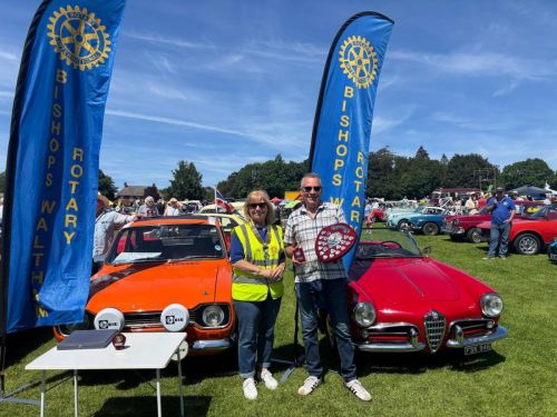 President Debbie presenting Classic Car Best in Show Trophy